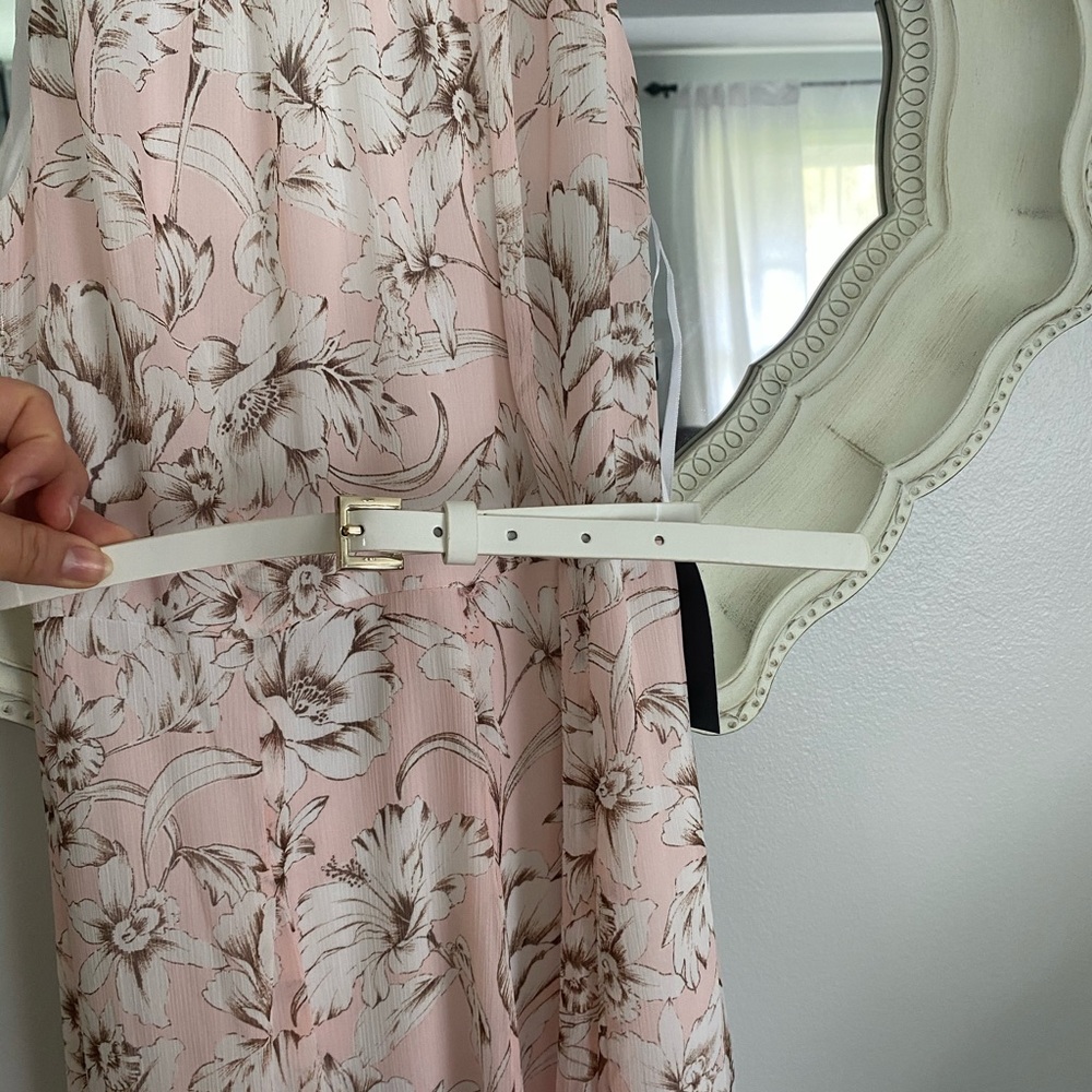 Tommy Hilfiger flower print belted pink dress - Picture 3 of 7